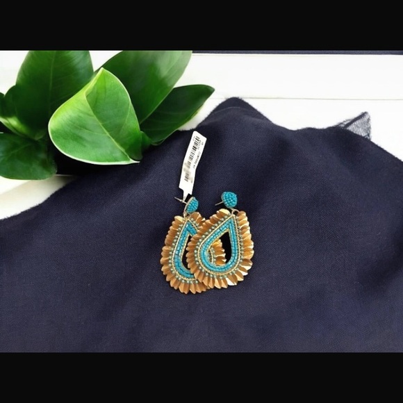 NWT Piper K Bronze and Turquoise Bohemian Seed Bead Earrings - Picture 2 of 3